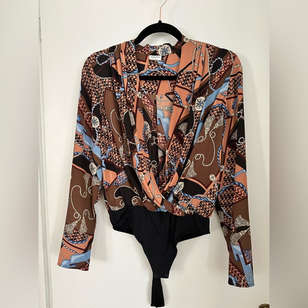 Babaton Chiffon Bodysuit Blouse Size Small